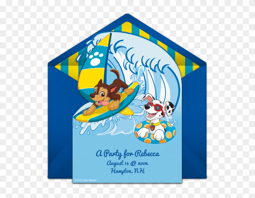 Paw Patrol Online Invitations Awesome Free Paw Patrol - Paw Patrol Pool Party Clipart - Png Download