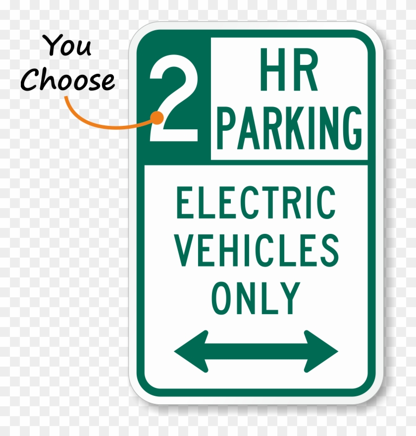 2 Hour Parking Electric Vehicles Arrow Sign - Sign Clipart