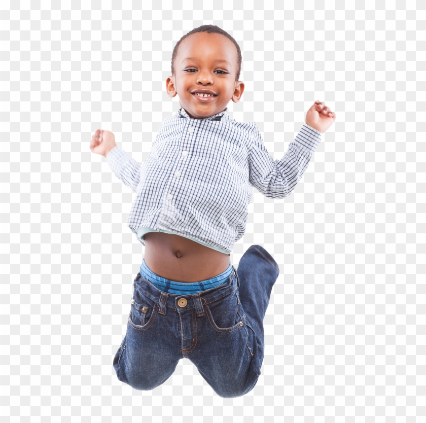 Kid Jumping Png Black And White - Happy Black Kid Png Clipart
