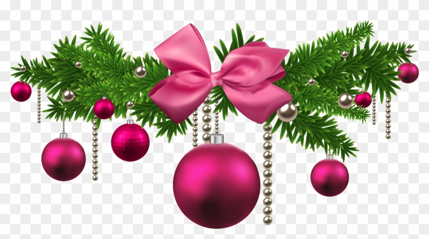 Pink Christmas Balls Decoration Png Clipart - Pink Christmas Decorations Png Transparent Png