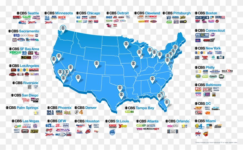 Cbs Local Stations - Map Clipart #2479031