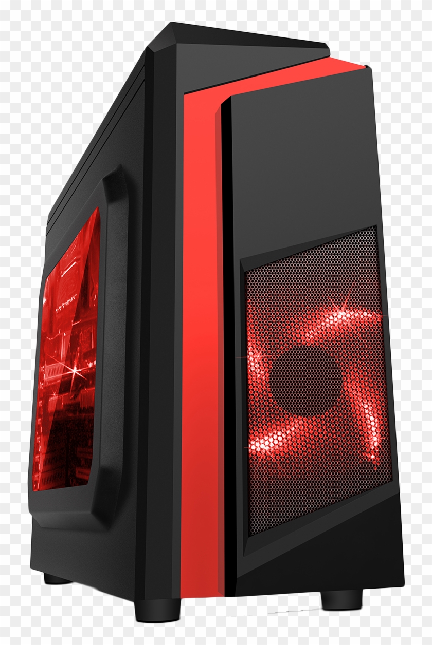 F3 Black Micro-atx Case With 12cm Red Led Fan & Red - Cit F3 Clipart
