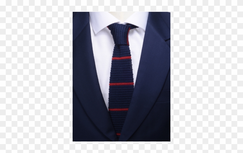 Navy W/red Stripe Knitted Tie - Formal Wear Clipart #2479778