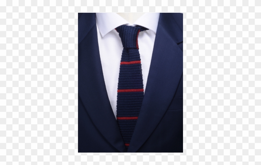 Navy W/red Stripe Knitted Tie - Formal Wear Clipart