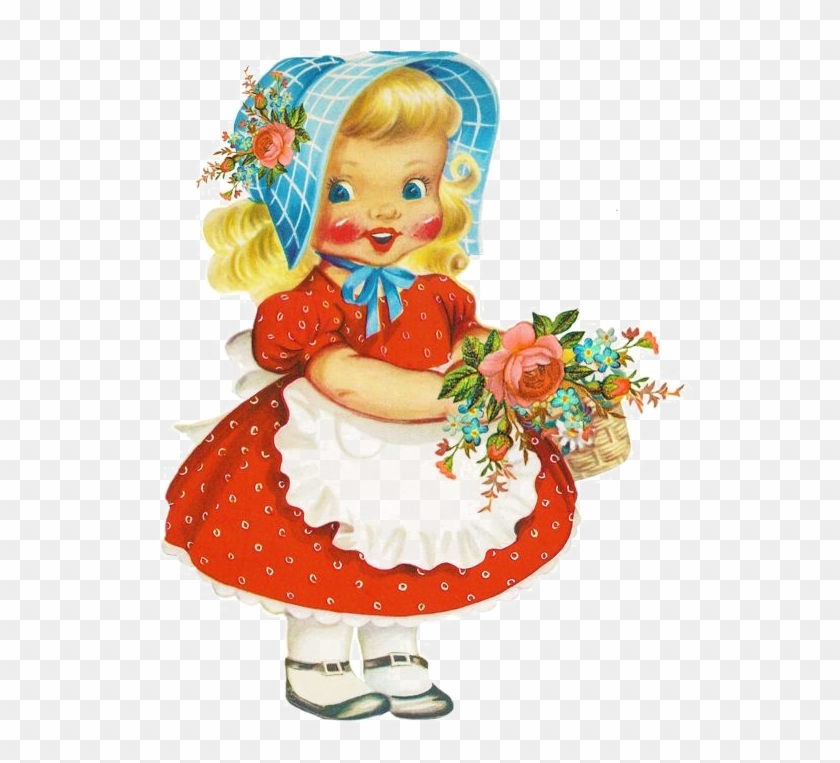 Japanese Doll Png Hd - Vintage Little Girl Clipart Transparent Png