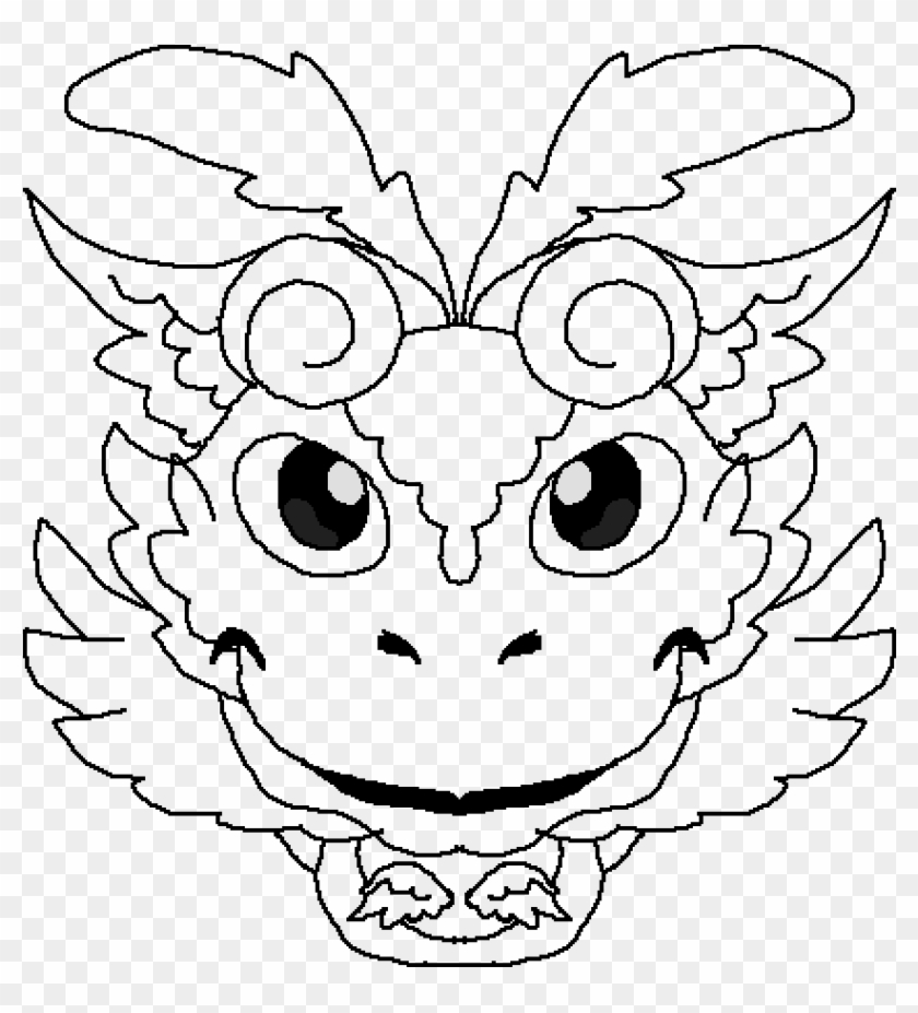Dragon Head Coloring - Cartoon Clipart #2483294