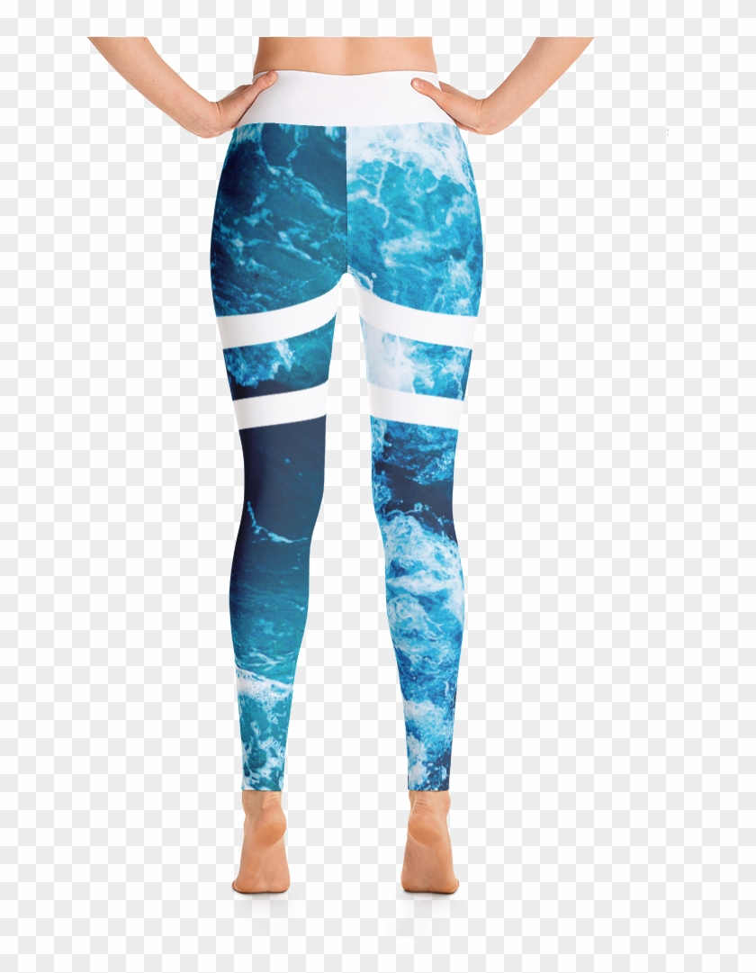 Yoga Pants White Stripes Small Waistband Mockup Back - Leggings Clipart