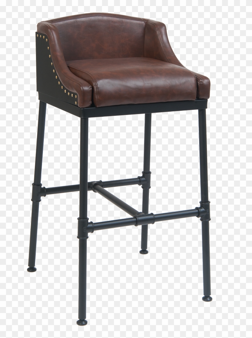 Download Metal Bar Stool W/ Brown Vinyl Seat & Back, Pipe Footrest