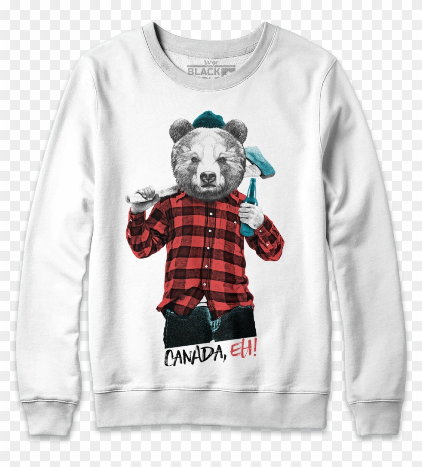 Lumberjack Bear With Beer White Crewneck Sweatshirt Clipart #2484902