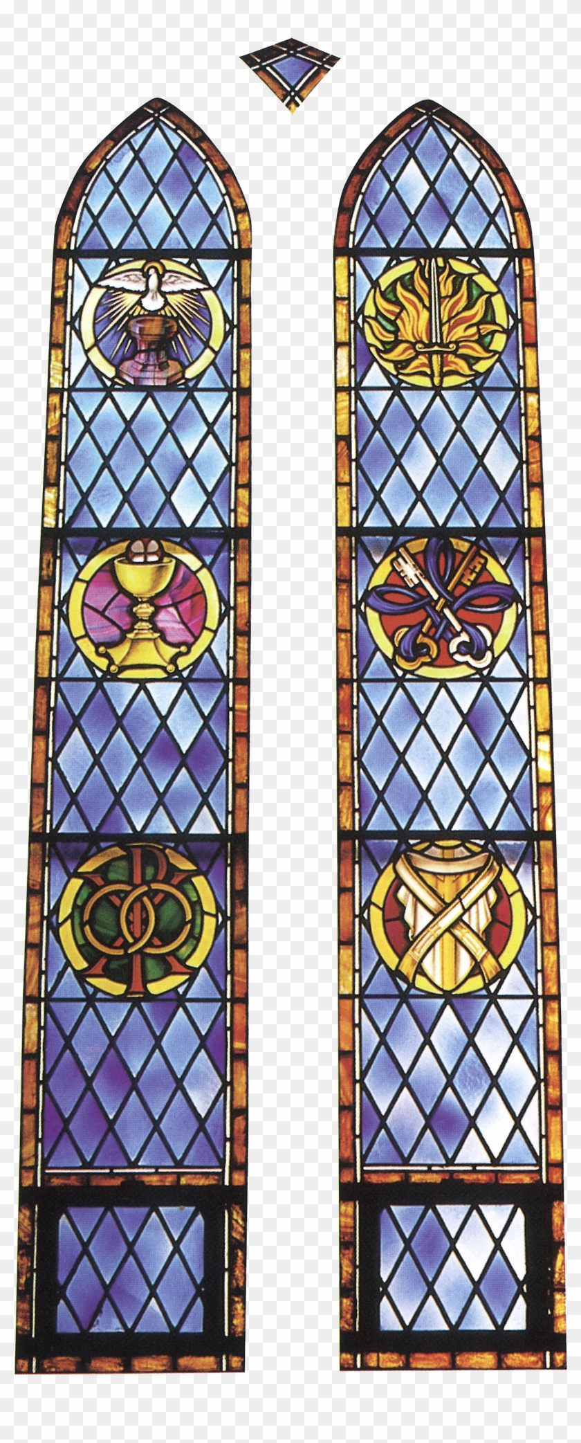 A Descending Dove Over The Baptismal Font Symbolizes - Stained Glass Clipart