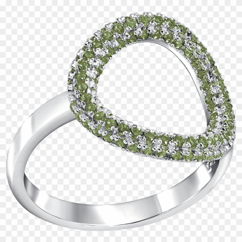 Hoop Sterling Silver Ring Pave Set With Peridot Colour - Bangle Clipart