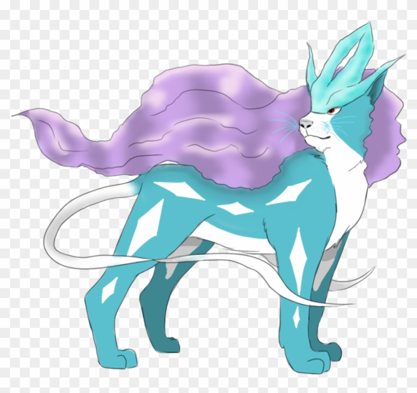 Suicune Is A Slim, Quadruped, Blue, Mammalian Pokémon - Illustration Clipart
