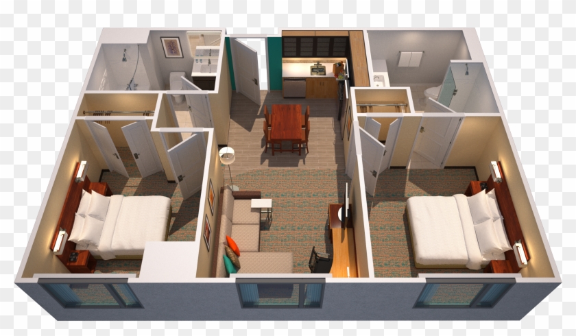 Spacious Two Bedroom Suite With King Beds In Both Bedrooms, - Bedroom With Living Room Clipart