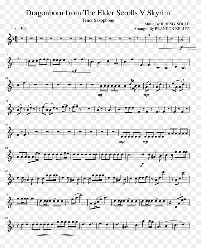 Dragonborn From The Elder Scrolls V Skyrim Tenor - Super Smash Bros Ultimate Theme Alto Sax Clipart
