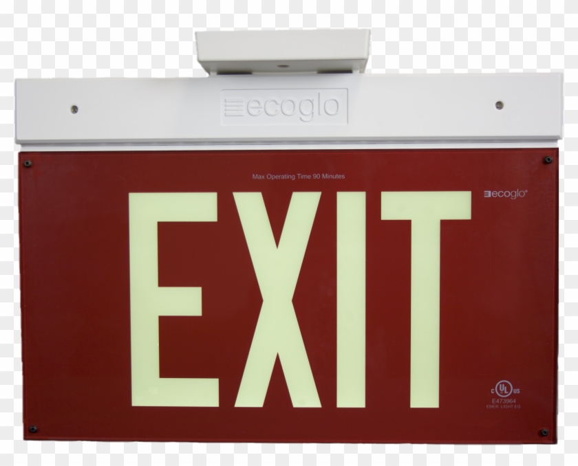 Red Photoluminescent Exit Sign - Exit Sign Clipart #2490935