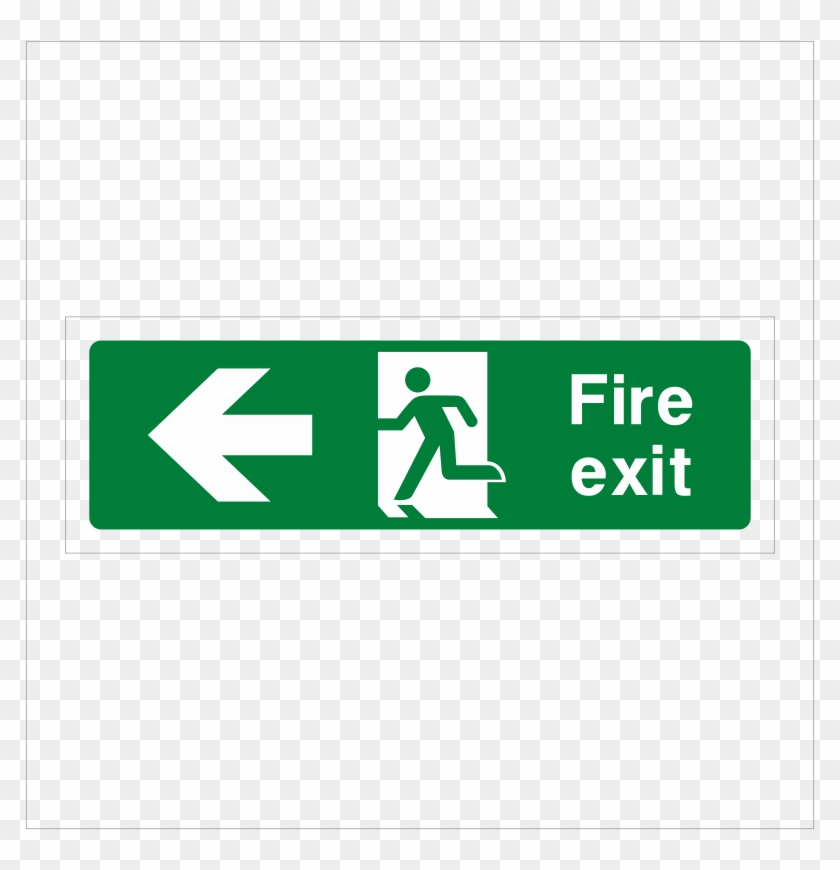 G002 Fire Exit Sign Arrow Left - Fire Escape Route Signs Clipart