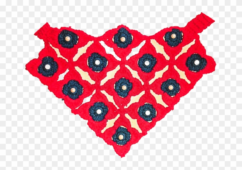 Red And Blue Floral Crochet Bandana - Floral Design Clipart #2491826