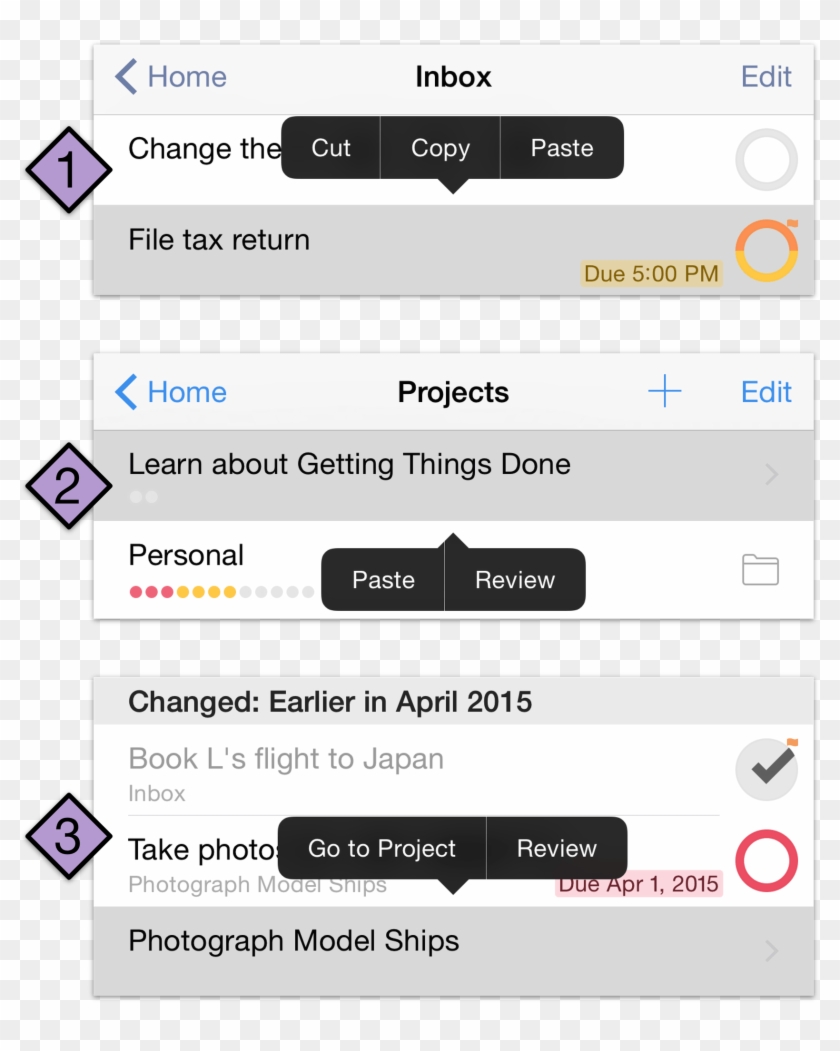 Contextual Menus In Omnifocus 2 For Ios - Ios Contextual Popup Clipart