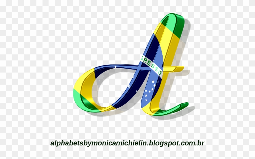 Bandeira Do Brasil Estilizada Nas Letras Do Alfabeto - Graphic Design Clipart
