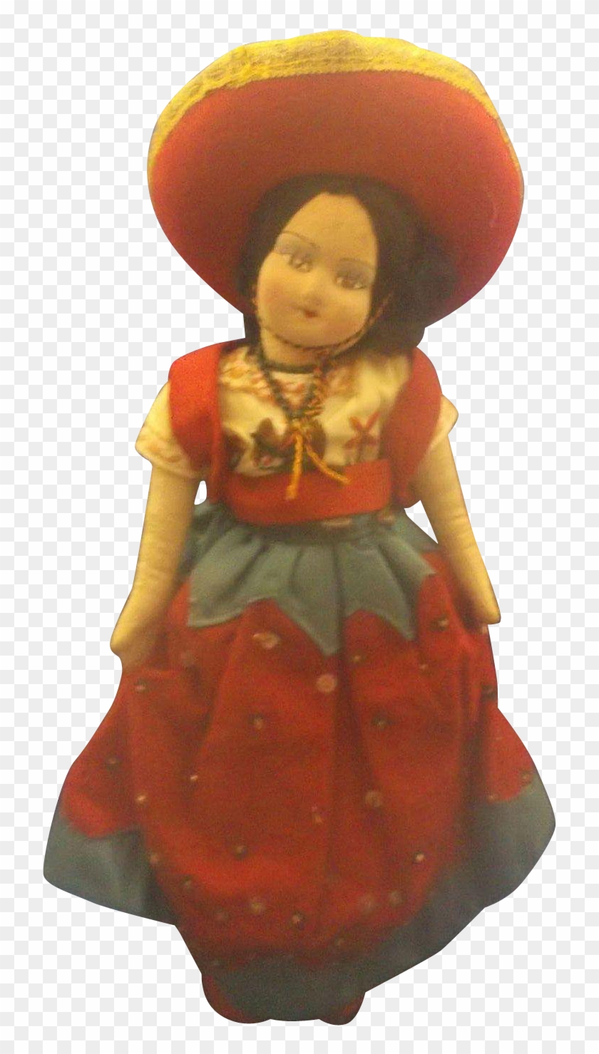 Mexico Souvenir Cloth Composition Doll Girl Senorita - Figurine Clipart #2494501