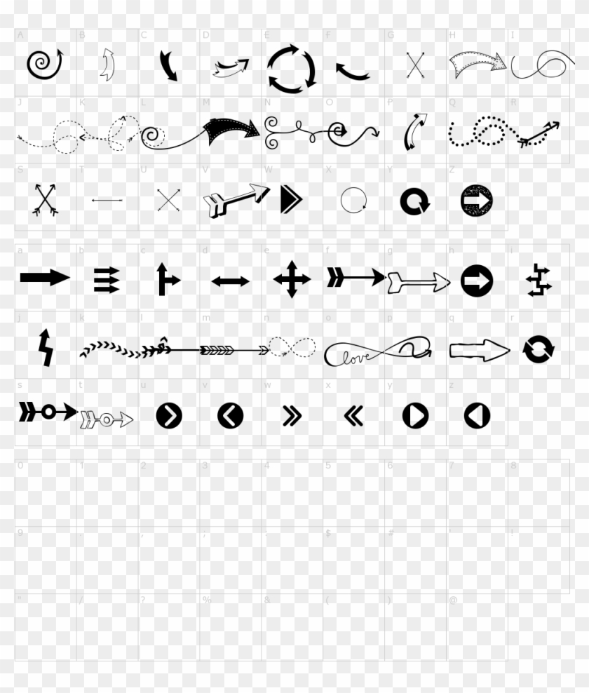 Kg Arrows Font Download - Kg Arrows Character Map Clipart #2495170