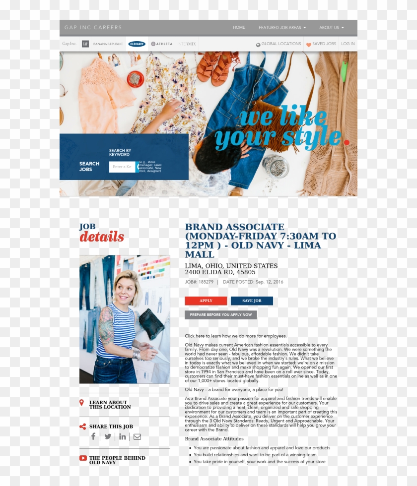 The Gap Inc - Old Navy Brand Associate Clipart #2496649