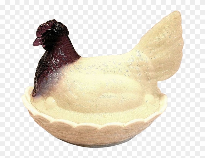 L G Wright Hen On Nest With Amethyst Head - Chicken Clipart