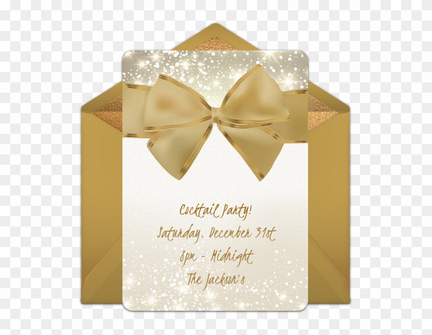 Gold Bow Online Invitation - Wrapping Paper Clipart #2499406