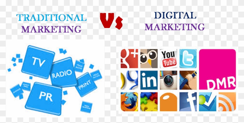 Digital Marketing Vs Traditional Marketing - التسويق الالكتروني والتسويق التقليدي Clipart