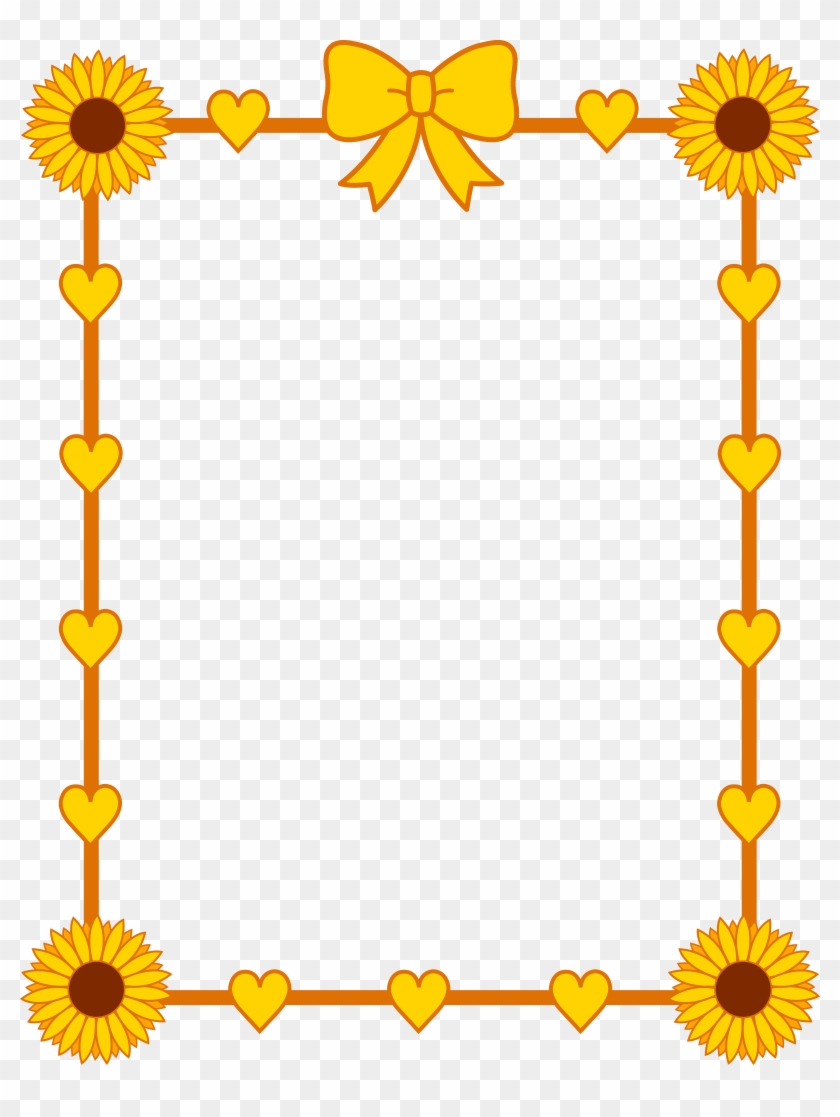 Sunflower Yellow Hearts Frame Border Clipart #250598