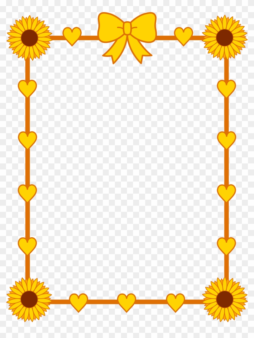 Sunflower Yellow Hearts Frame Border Clipart #250598