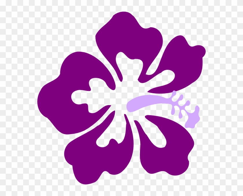 Purple Flowers Clipart Illustration - Black And White Hibiscus Flower Clip Art - Png Download