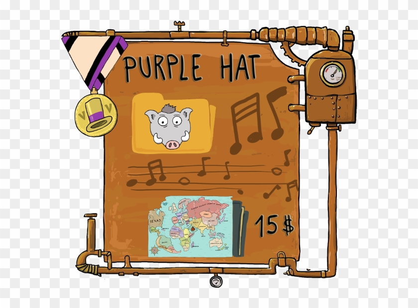 Purple Hat - - Cartoon Clipart #253819
