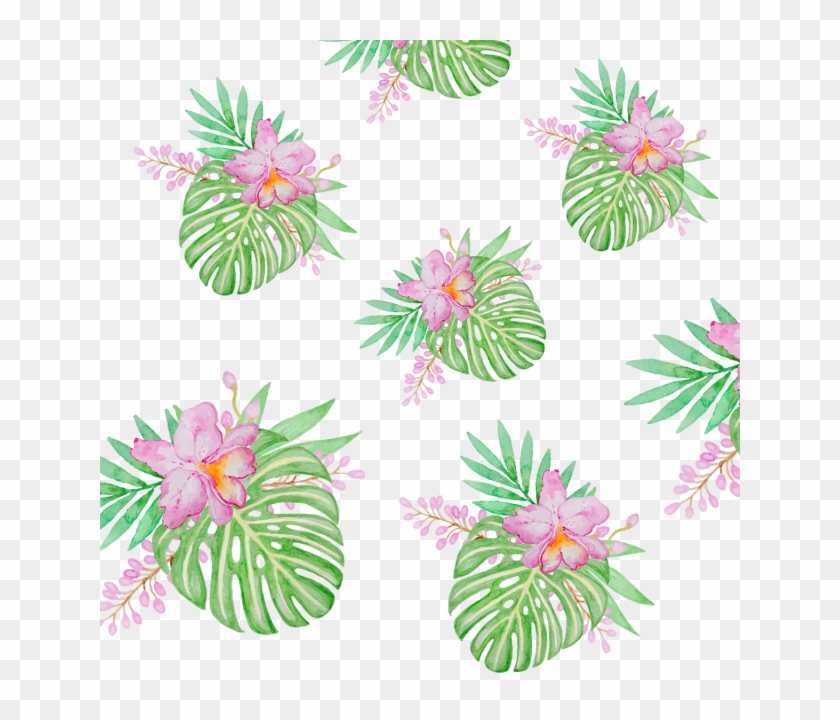 Tropical Leaf With Flower Pattern Flowers Png - Water Lily Clipart
