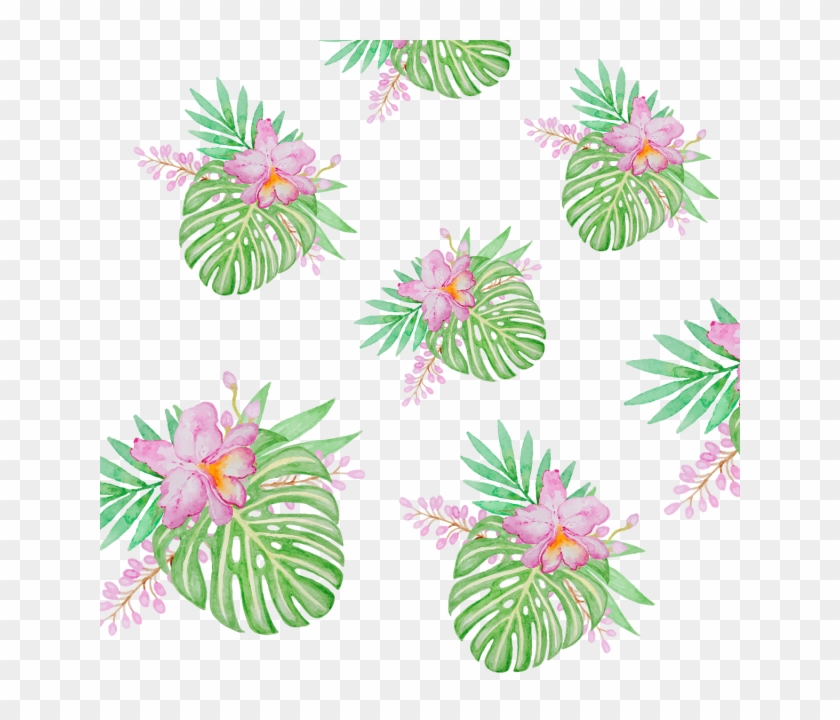 Tropical Leaf With Flower Pattern Flowers Png - Water Lily Clipart #254560