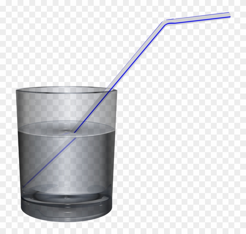 Glass Drinking Straw Water Cup - Cup Of Water With Straw Clipart