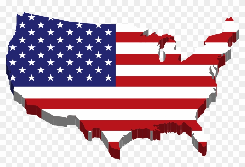 Pin Usa Clipart State Hd - United States Of America Map Flag - Png Download