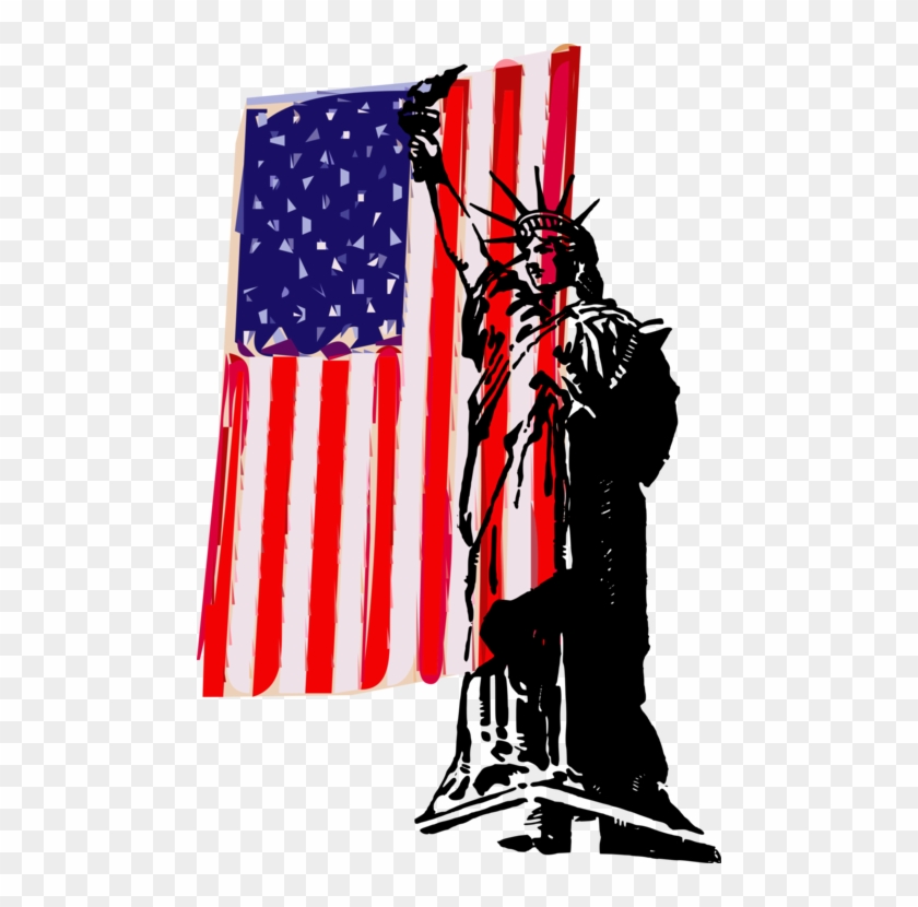 Statue Of Liberty Flag Of The United States Drawing - American Flag Freedom Liberty Clipart #256672