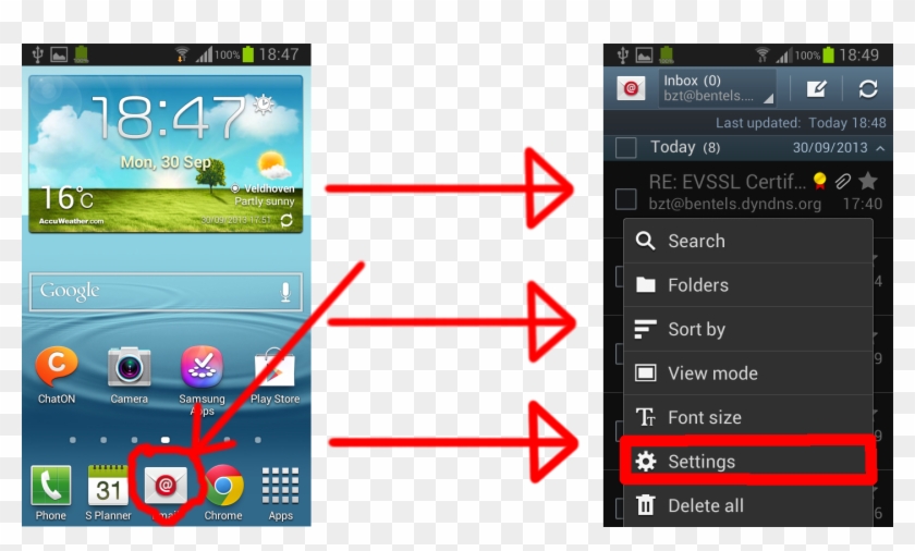 Opensettings - Samsung Mail App Settings Clipart #256866