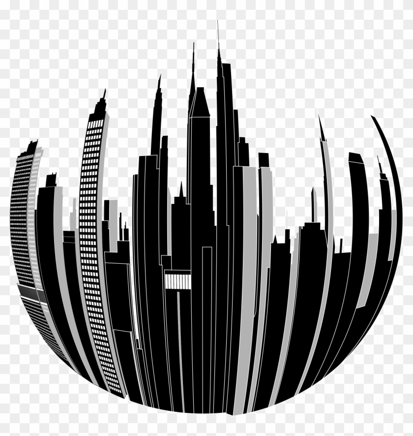 This Free Icons Png Design Of Distorted City Skyline - City Building Clipart Black And White Png Transparent Png