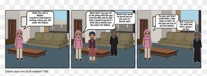 Malala's Diary To Success - 2nd Person Comic Strip Clipart