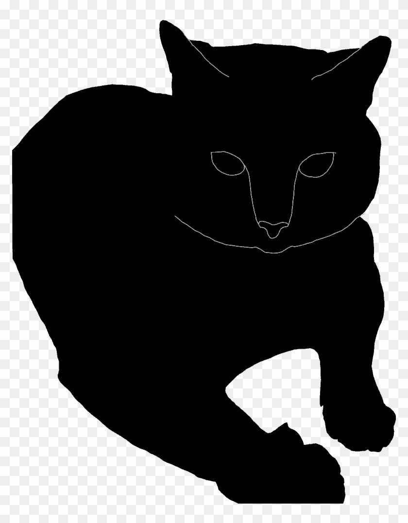 Silhouette Of A Cat - Cat Yawns Clipart