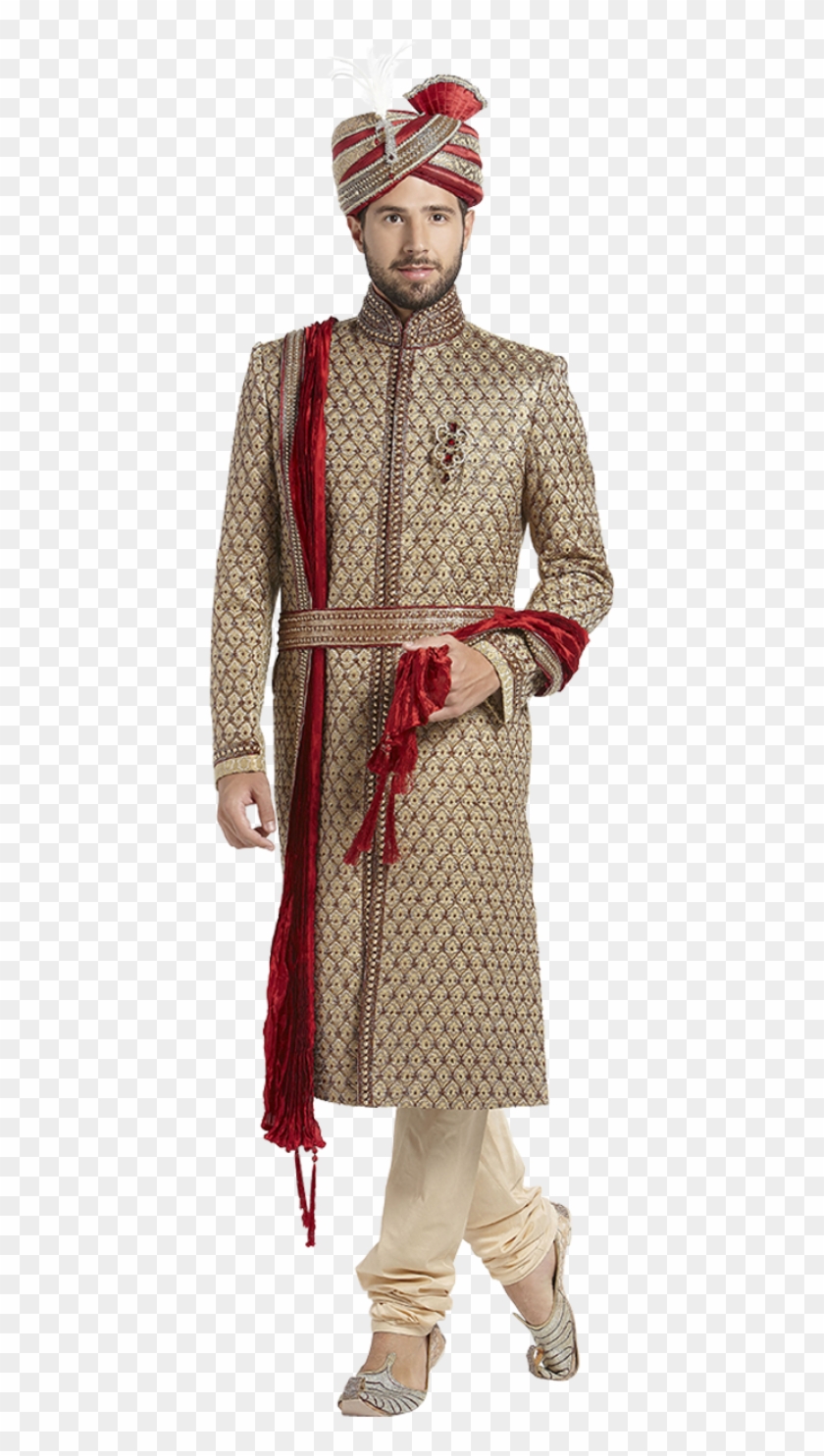 Manyavar Brown Embroidered Earthy Chipakan Sherwani - Sherwani For Men Png Clipart #2501494