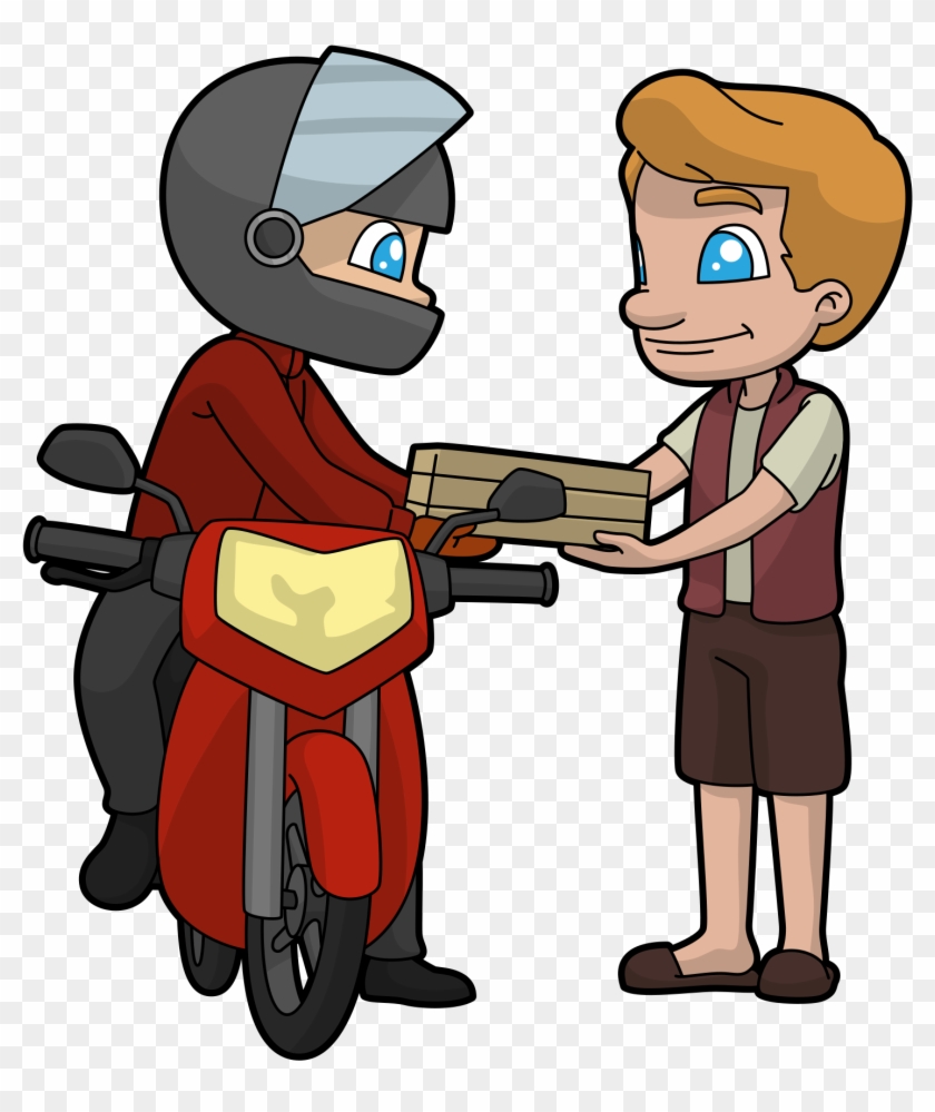 Cartoon Delivery Guy In A Motorbike Clipart , Png Download - Cartoon Transparent Png #2503378
