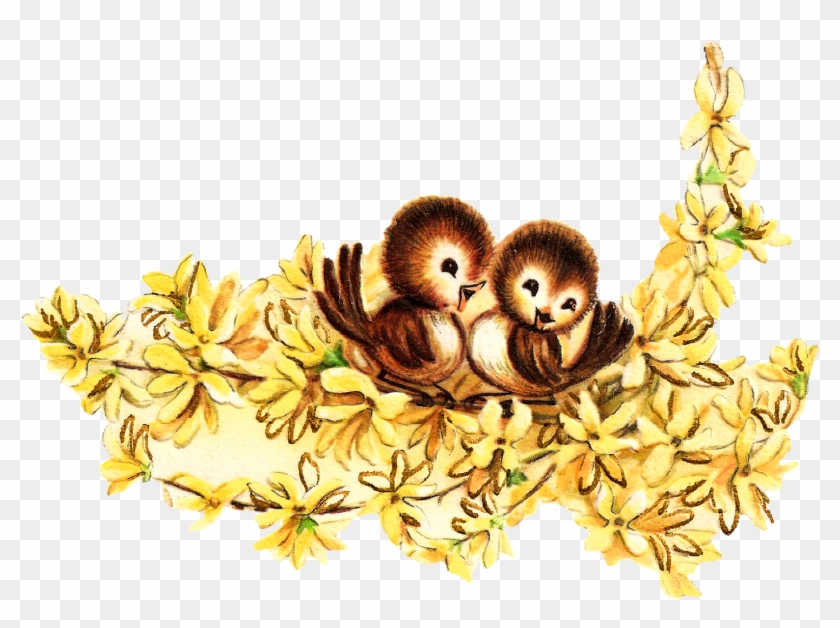 Birds Tree Flower Illustration Image - Illustration Clipart