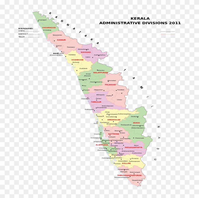 Kerala Map India - List Of Talukas Of Kerala Clipart