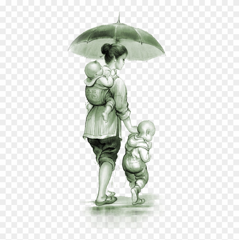 #rain #umbrella #mom #child #family #baby #ftestickers - Mother And Child Under Umbrella Clipart - Png Download #2504935