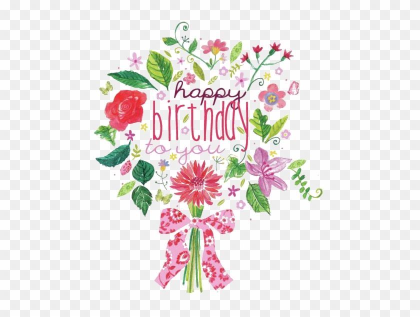 Happy With Flowers Png - Happy Birthday Cute Flowers Clipart (#2507580) -.....