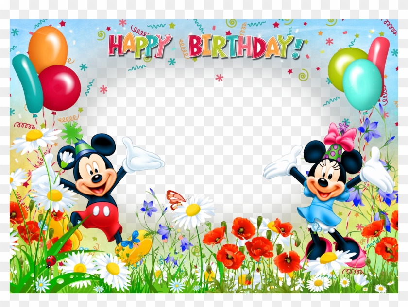 Scrapbook Titles, Girl Birthday, Happy Birthday Frame, - Feliz Cumpleaños Mickey Mouse Y Minnie Clipart