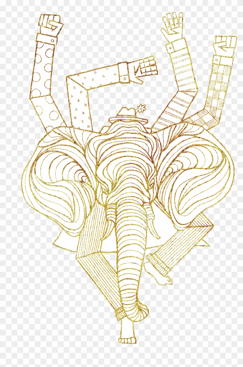 This Ganesha Inspired Elephant Captures Elements Of - Drawing Clipart